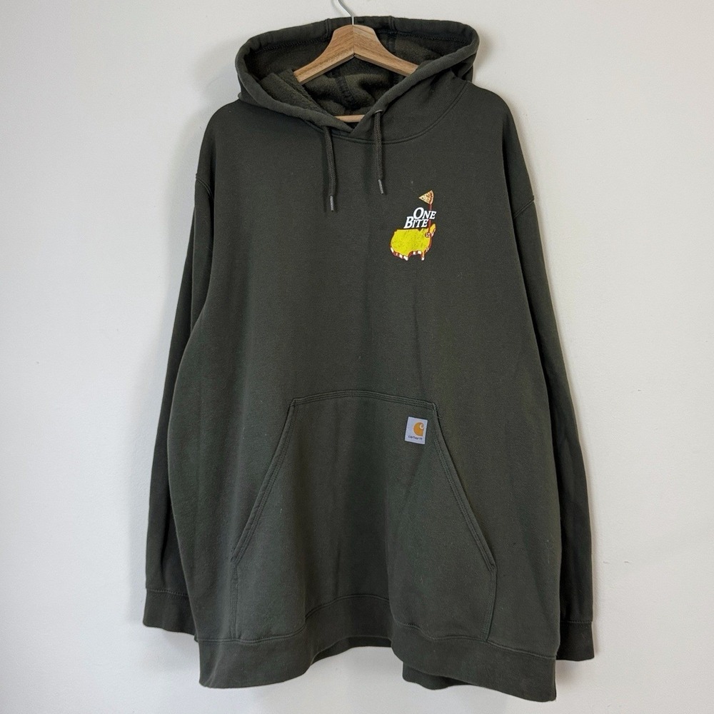 Barstool Sports Carhartt One Bite Dave Portnoy Pizza Green Hoodie - 3XL